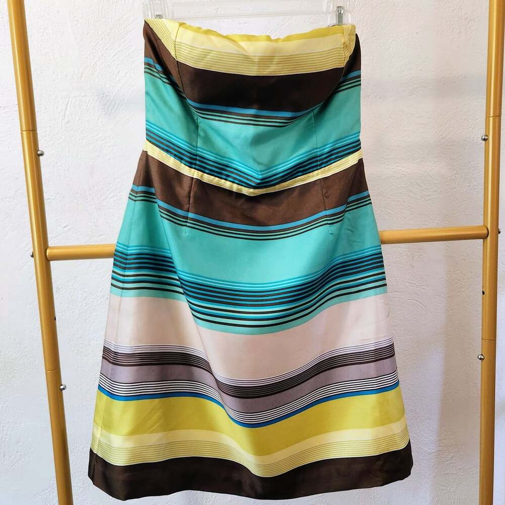 Banana Republic Multi-Color Striped Silk Strapless Dress Size 2